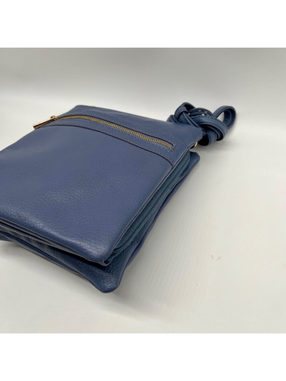 Giani Bernini Blue Pebble Leather Triple Zip Dasher Crossbody Bag - Picture 6 of 10